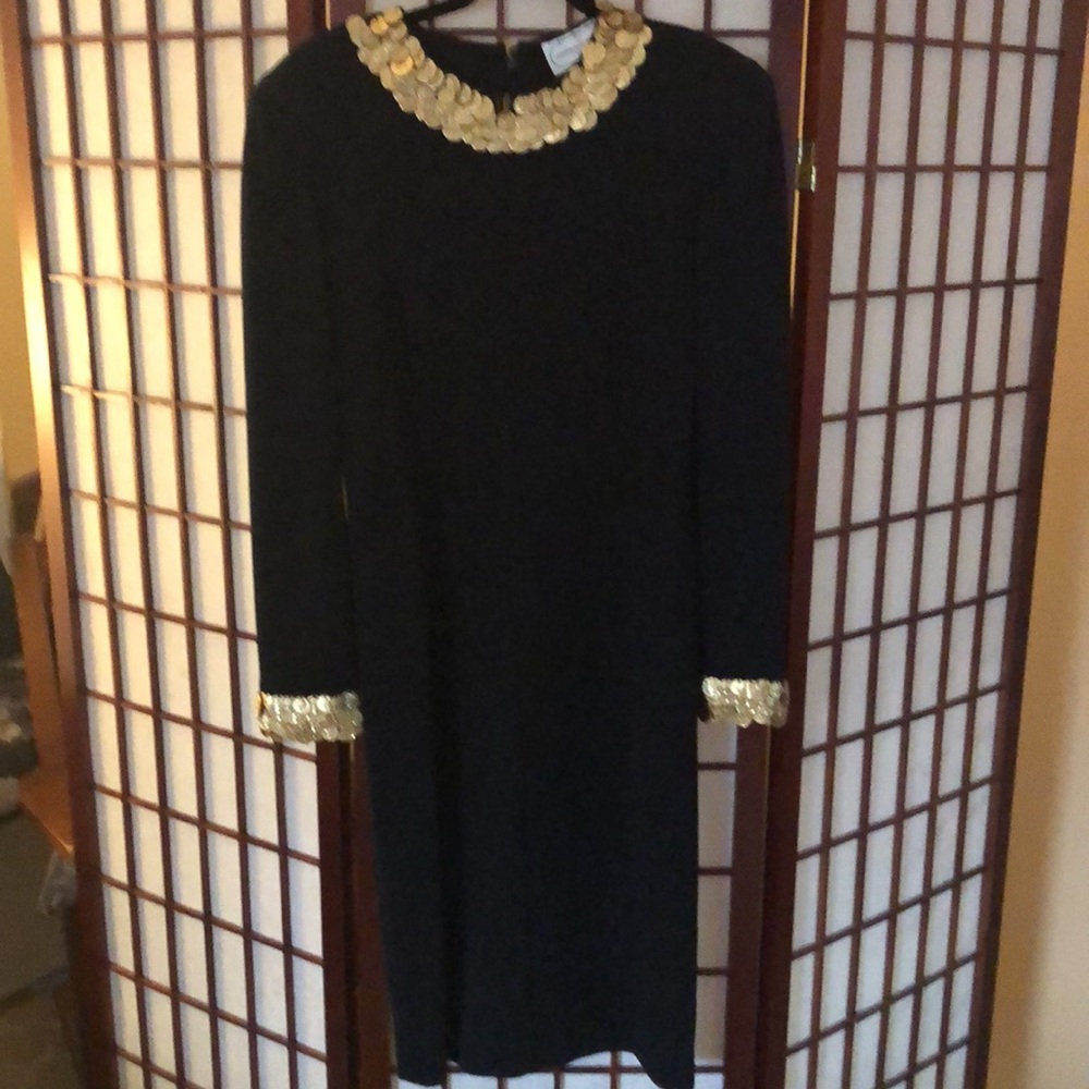 LBD w/Gold coin collar & cuffs